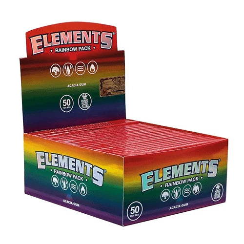 ELEMENTS Ultra Thin King Size Slim Rainbow Rice Papers 50 Per Box