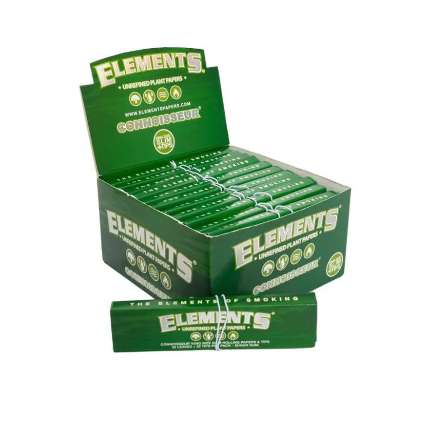 ELEMENTS Green Connoisseur King Size Slim Papers + Tips - 24 Pack