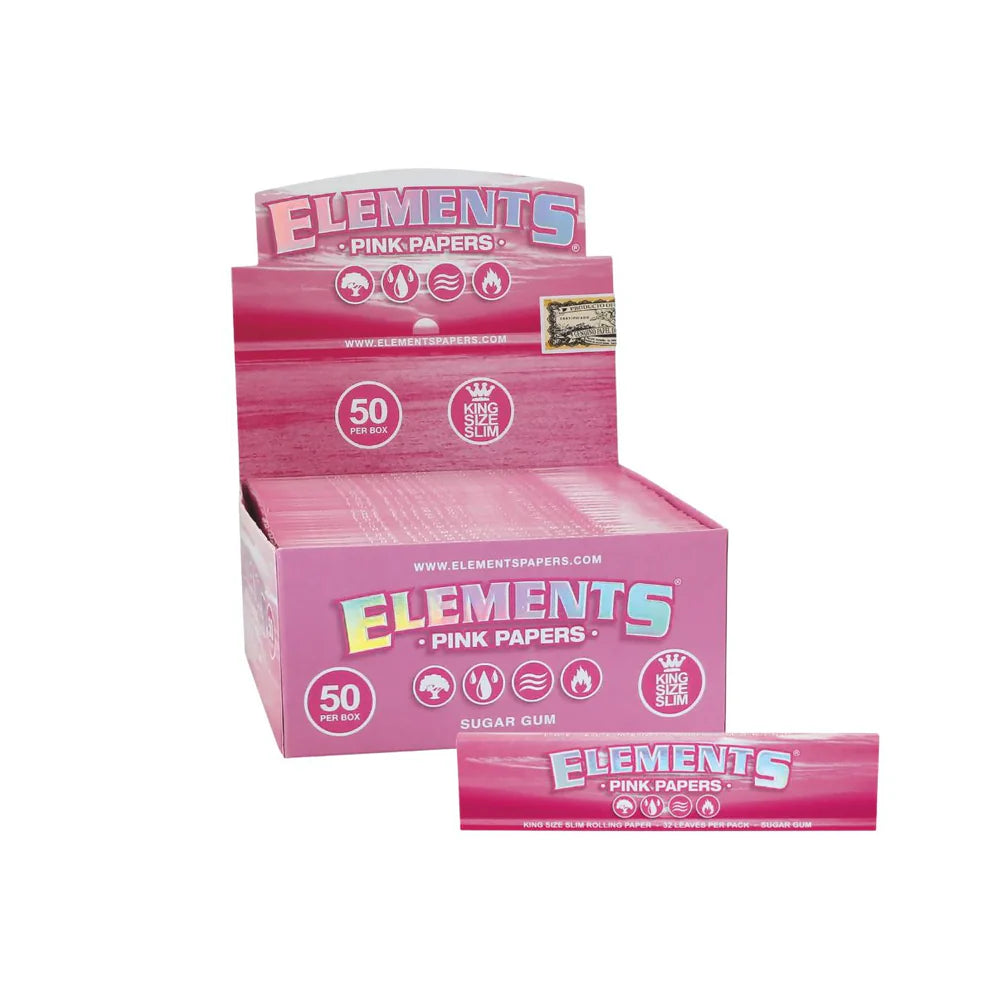 ELEMENTS Pink King Size Slim Rolling Papers