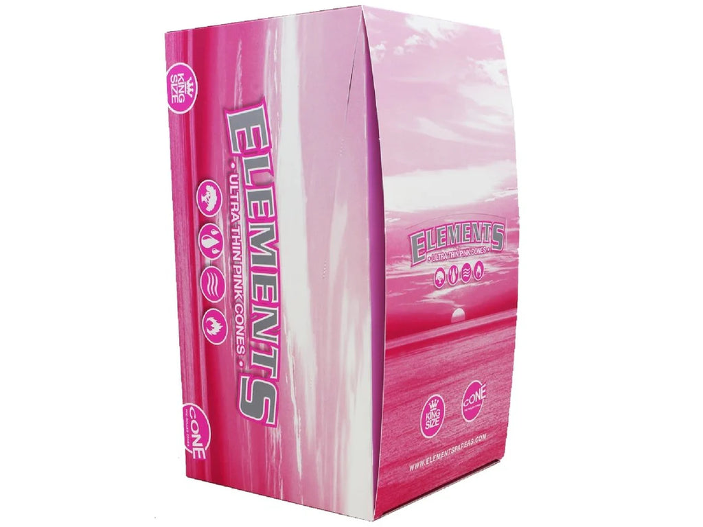 ELEMENTS Pink Pre-Rolled Cones - King Size - 3 Pack - 32 Per Box