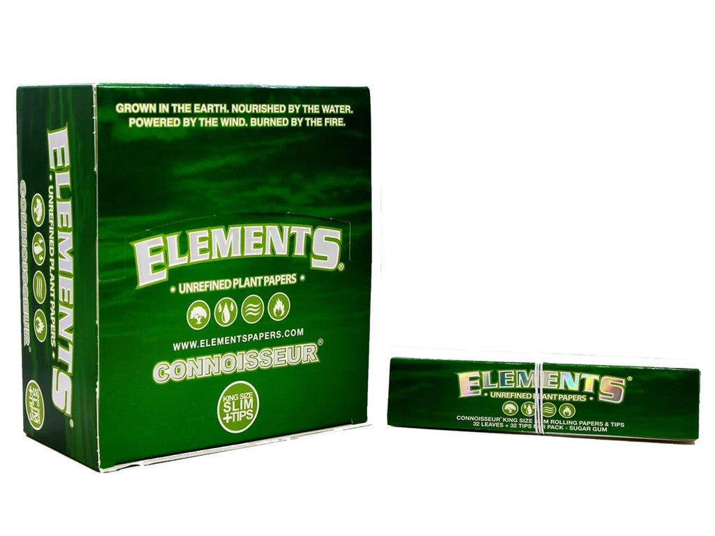 ELEMENTS Green Connoisseur King Size Slim Papers + Tips - 24 Pack