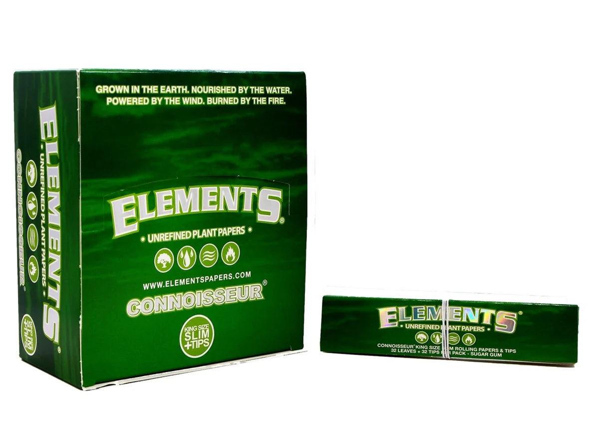 ELEMENTS Green Connoisseur King Size Slim Papers + Tips - 24 Pack