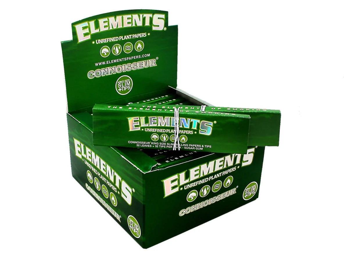 ELEMENTS Green Connoisseur King Size Slim Papers + Tips - 24 Pack