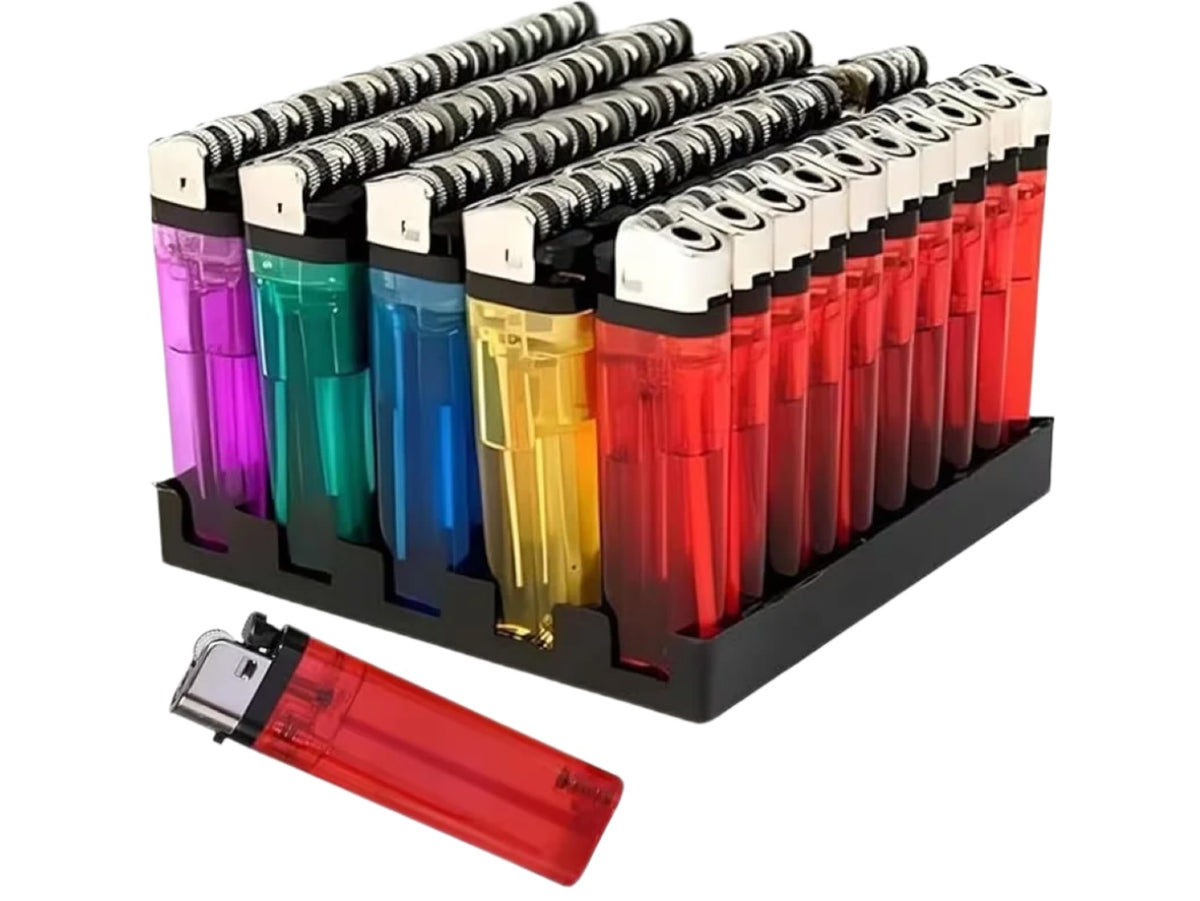 Neon Clear Disposable Lighters - Pack of 50