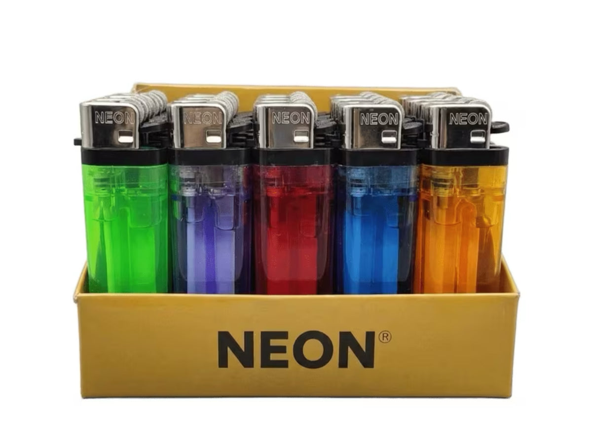 Neon Clear Disposable Lighters - Pack of 50