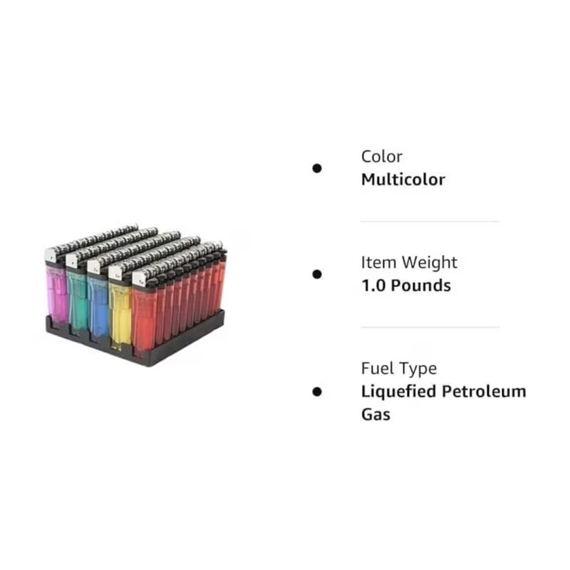 Neon Clear Disposable Lighters - Pack of 50 - 20 Boxes